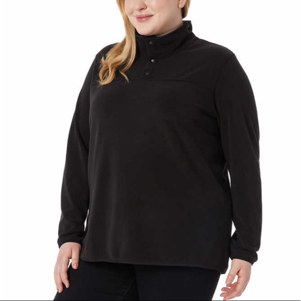 😊3/$30 NWT 32 Degrees Ladies Snap Arctic Fleece Pullover Sz 3X BLACK new in pkg